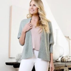 Barefoot Dreams CozyChic Lite Ribbed Shrug Cardi Cardigan Meadow Green Large L